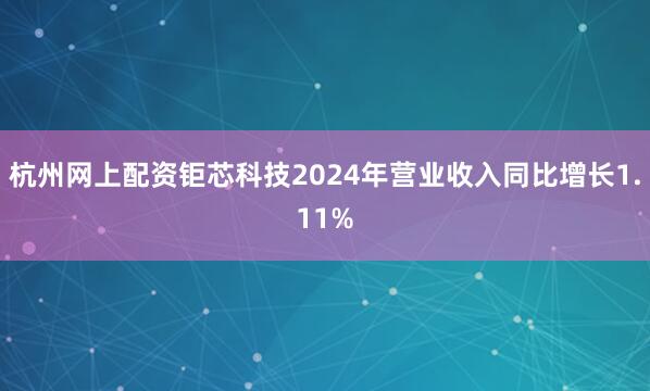 杭州网上配资钜芯科技2024年营业收入同比增长1.11%